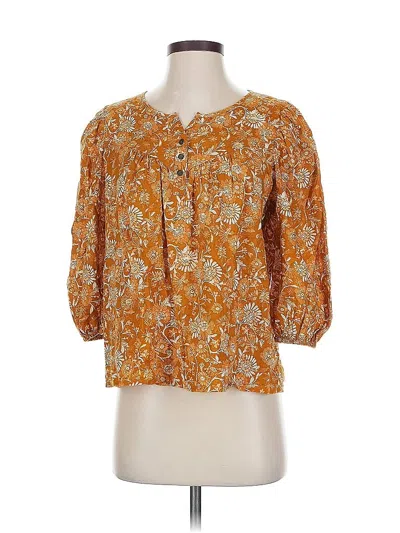 Pre-owned A.n.a. A New Approach 3/4 Sleeve Blouse In Gold