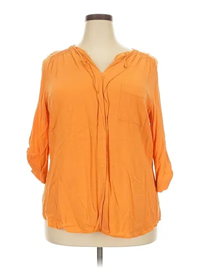 Pre-owned A.n.a. A New Approach 3/4 Sleeve Blouse In Orange