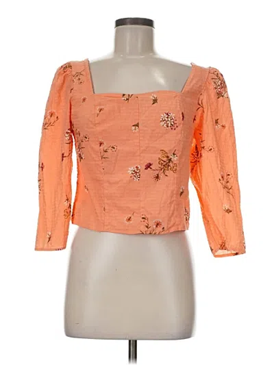 Pre-owned A.n.a. A New Approach 3/4 Sleeve Blouse In Orange