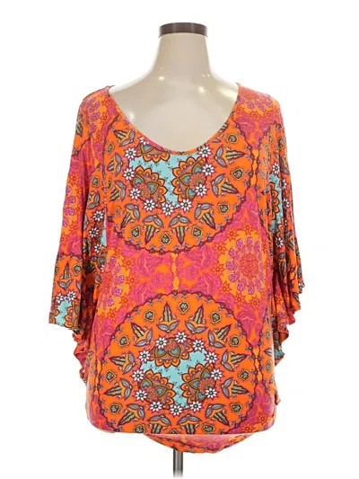 Pre-owned A.n.a. A New Approach 3/4 Sleeve Blouse In Orange