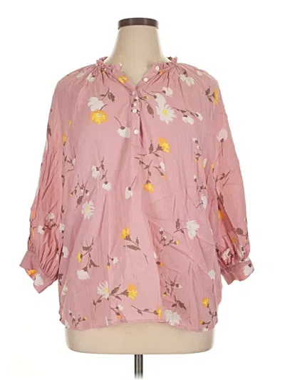 Pre-owned A.n.a. A New Approach 3/4 Sleeve Blouse In Pink