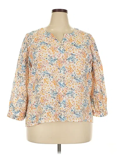 Pre-owned A.n.a. A New Approach 3/4 Sleeve Blouse In Tan