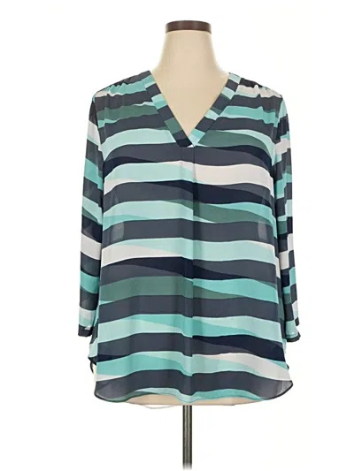 Pre-owned A.n.a. A New Approach 3/4 Sleeve Blouse In Teal