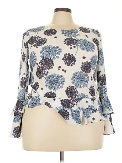 Pre-owned A.n.a. A New Approach 3/4 Sleeve Blouse In White