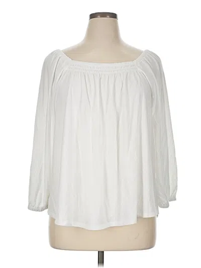 Pre-owned A.n.a. A New Approach 3/4 Sleeve Blouse In White