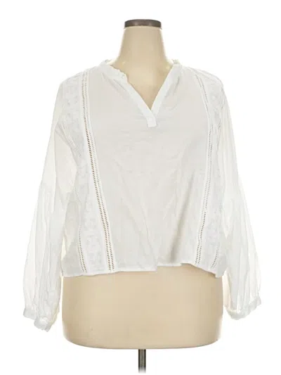 Pre-owned A.n.a. A New Approach 3/4 Sleeve Blouse In White