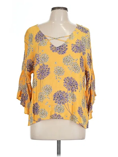 Pre-owned A.n.a. A New Approach 3/4 Sleeve Blouse In Yellow