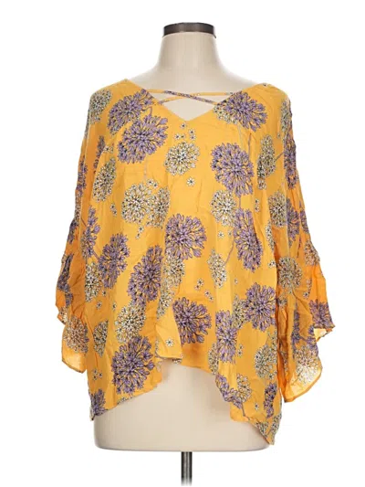 Pre-owned A.n.a. A New Approach 3/4 Sleeve Blouse In Yellow