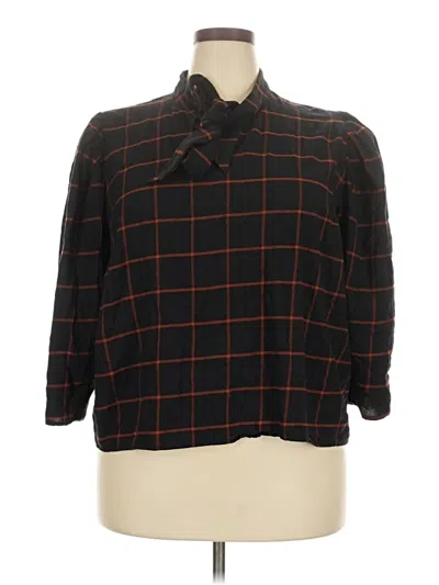 Pre-owned A.n.a. A New Approach 3/4 Sleeve Button Down Shirt In Black