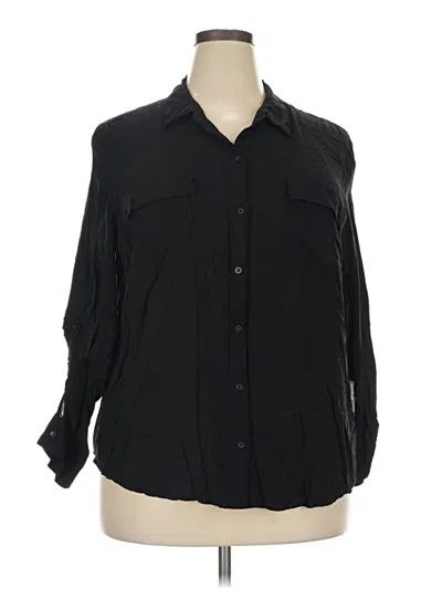 Pre-owned A.n.a. A New Approach 3/4 Sleeve Button Down Shirt In Black