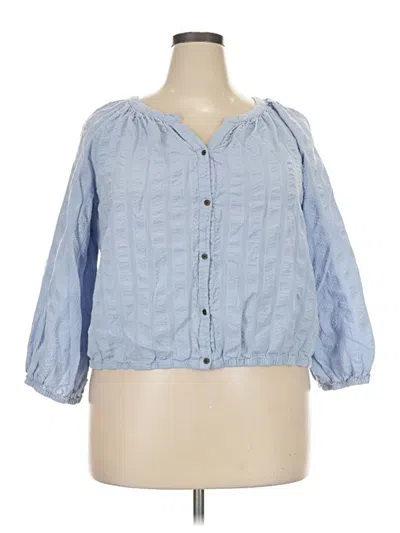Pre-owned A.n.a. A New Approach 3/4 Sleeve Button Down Shirt In Blue