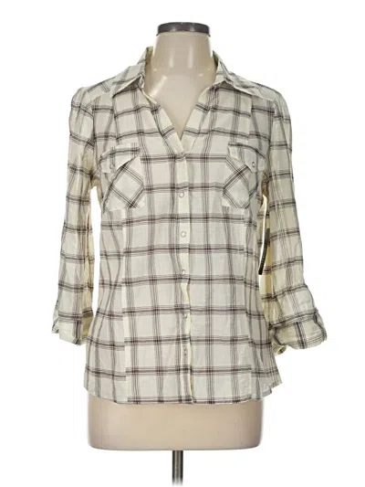A.n.a. A New Approach 3/4 Sleeve Button Down Shirt In Ivory