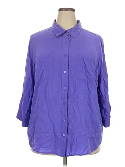 Pre-owned A.n.a. A New Approach 3/4 Sleeve Button Down Shirt In Purple