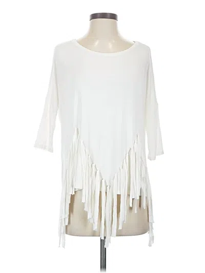 Pre-owned A.n.a. A New Approach 3/4 Sleeve Top Ivory Cold Shoulder Neckline Tops