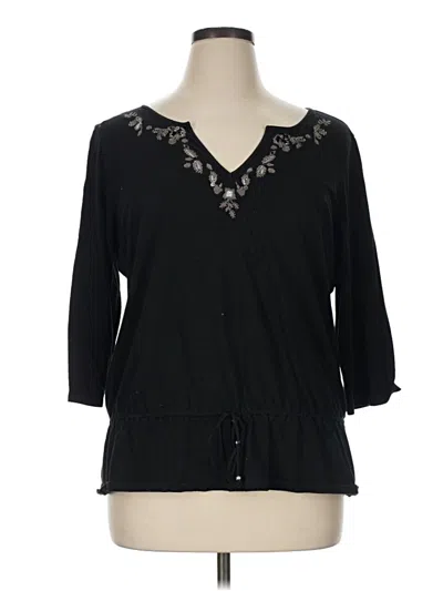 Pre-owned A.n.a. A New Approach 3/4 Sleeve T-shirt In Black