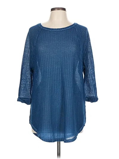 Pre-owned A.n.a. A New Approach 3/4 Sleeve T-shirt In Blue