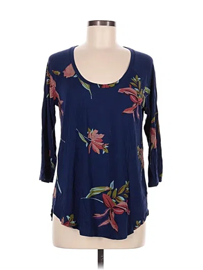 Pre-owned A.n.a. A New Approach 3/4 Sleeve T-shirt In Blue