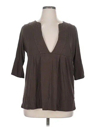 Pre-owned A.n.a. A New Approach 3/4 Sleeve T-shirt In Brown