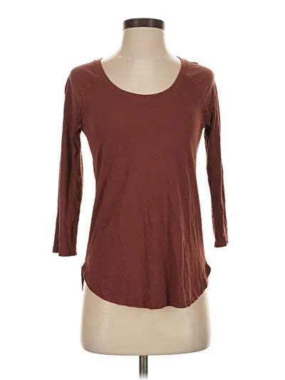 Pre-owned A.n.a. A New Approach 3/4 Sleeve T-shirt In Brown