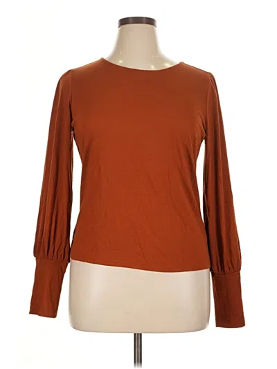 Pre-owned A.n.a. A New Approach 3/4 Sleeve T-shirt In Brown