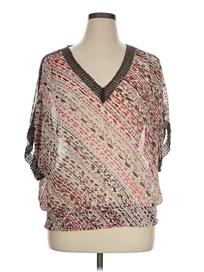 Pre-owned A.n.a. A New Approach 3/4 Sleeve T-shirt In Brown
