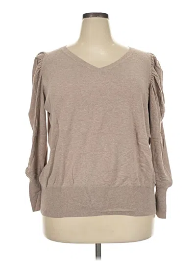 Pre-owned A.n.a. A New Approach 3/4 Sleeve T-shirt In Tan