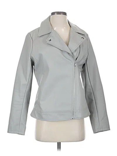 Pre-owned A.n.a. A New Approach Faux Leather Jacket In Gray