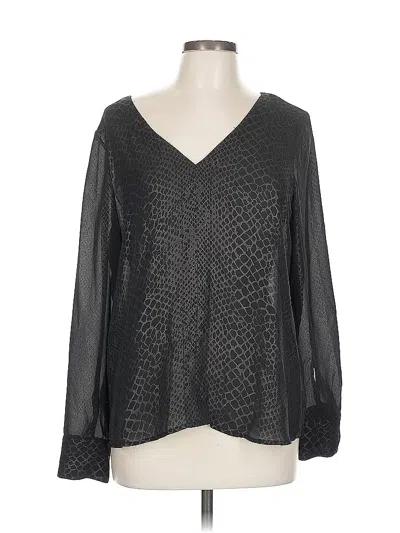 Pre-owned A.n.a. A New Approach Long Sleeve Blouse In Black