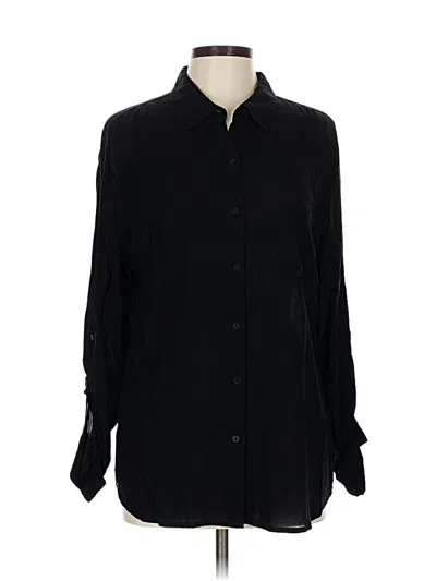 Pre-owned A.n.a. A New Approach Long Sleeve Blouse In Black