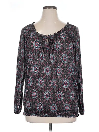 Pre-owned A.n.a. A New Approach Long Sleeve Blouse In Black
