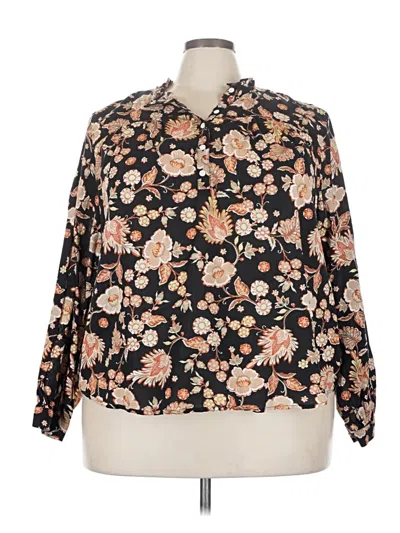 Pre-owned A.n.a. A New Approach Long Sleeve Blouse In Black