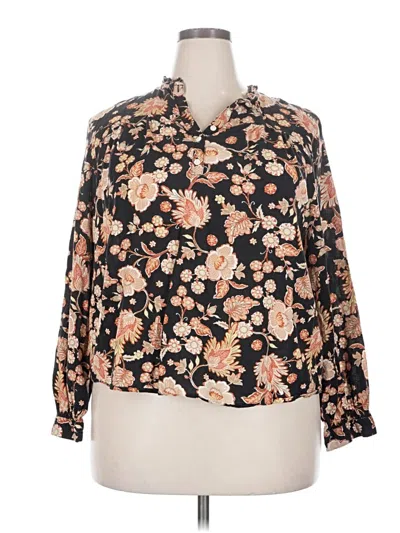 Pre-owned A.n.a. A New Approach Long Sleeve Blouse In Black