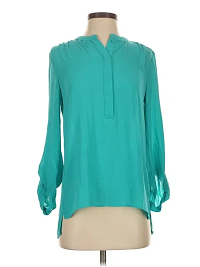 Pre-owned A.n.a. A New Approach Long Sleeve Blouse In Blue