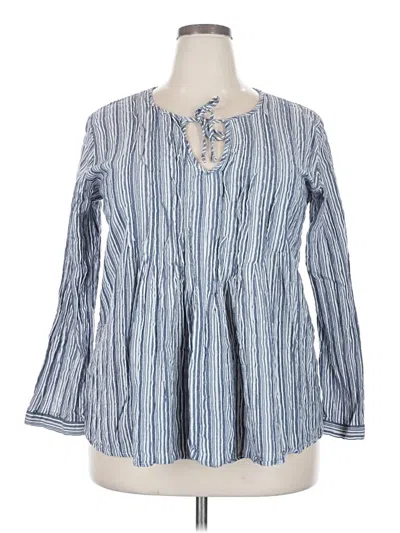 Pre-owned A.n.a. A New Approach Long Sleeve Blouse In Blue