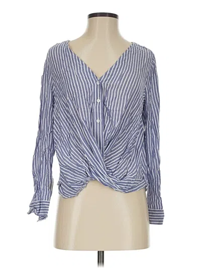 Pre-owned A.n.a. A New Approach Long Sleeve Blouse In Blue