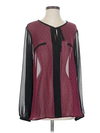 Pre-owned A.n.a. A New Approach Long Sleeve Blouse In Burgundy