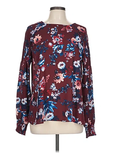 Pre-owned A.n.a. A New Approach Long Sleeve Blouse In Burgundy