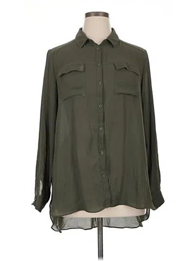 Pre-owned A.n.a. A New Approach Long Sleeve Blouse In Green