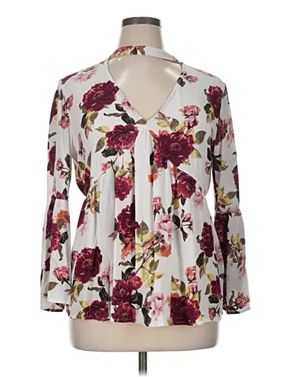 Pre-owned A.n.a. A New Approach Long Sleeve Blouse In Pink