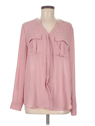 Pre-owned A.n.a. A New Approach Long Sleeve Blouse In Pink