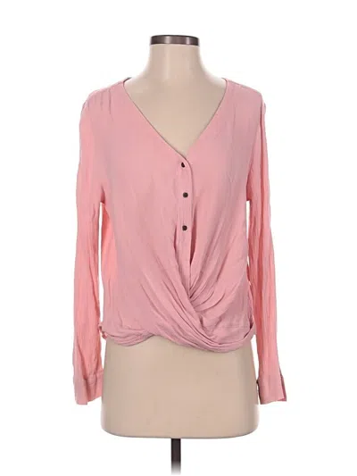 Pre-owned A.n.a. A New Approach Long Sleeve Blouse In Pink