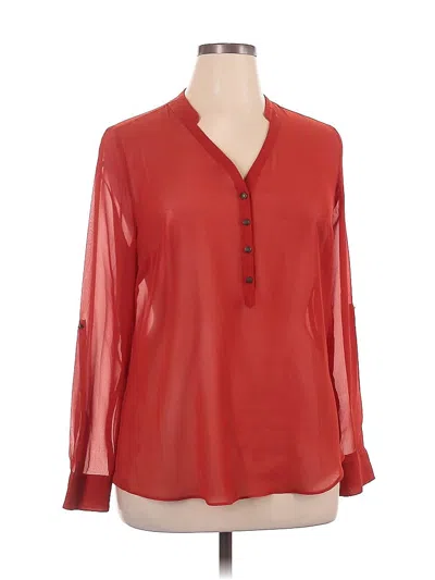 Pre-owned A.n.a. A New Approach Long Sleeve Blouse In Red