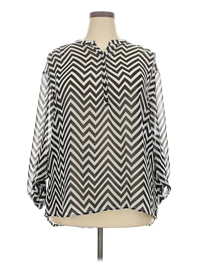Pre-owned A.n.a. A New Approach Long Sleeve Blouse In Silver