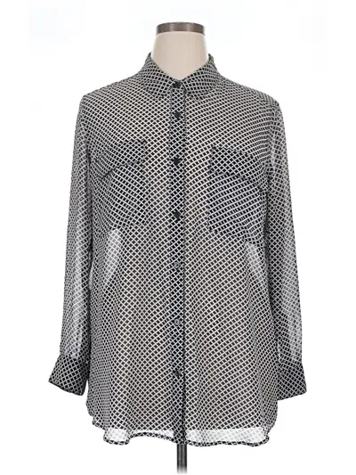 Pre-owned A.n.a. A New Approach Long Sleeve Blouse In Silver