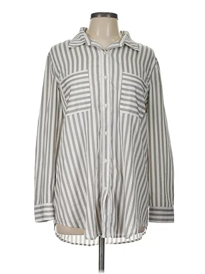 Pre-owned A.n.a. A New Approach Long Sleeve Blouse In Silver