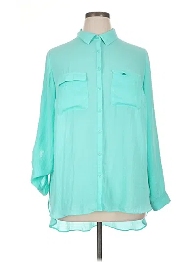 Pre-owned A.n.a. A New Approach Long Sleeve Blouse In Teal