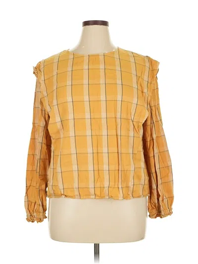 Pre-owned A.n.a. A New Approach Long Sleeve Blouse In Yellow