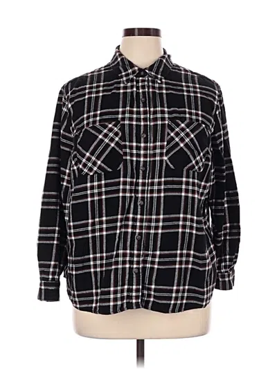 Pre-owned A.n.a. A New Approach Long Sleeve Button Down Shirt In Black