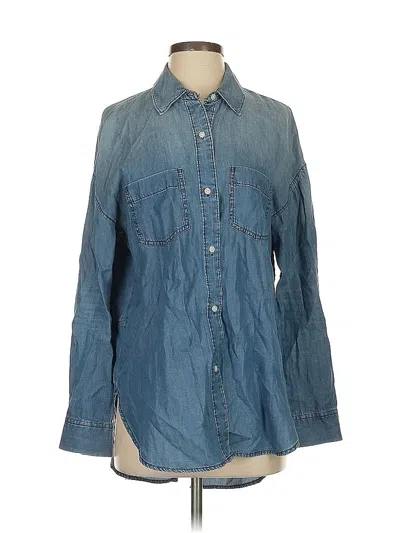 Pre-owned A.n.a. A New Approach Long Sleeve Button Down Shirt In Blue