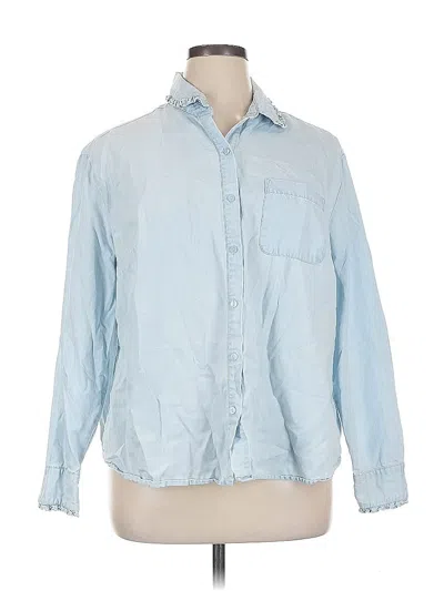 Pre-owned A.n.a. A New Approach Long Sleeve Button Down Shirt In Blue